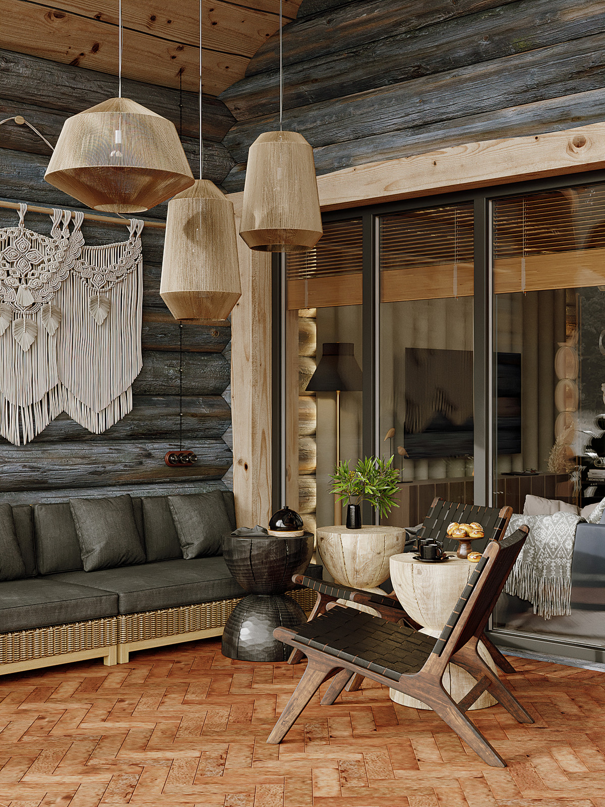 Дом из кело для рыбалки. Терраса