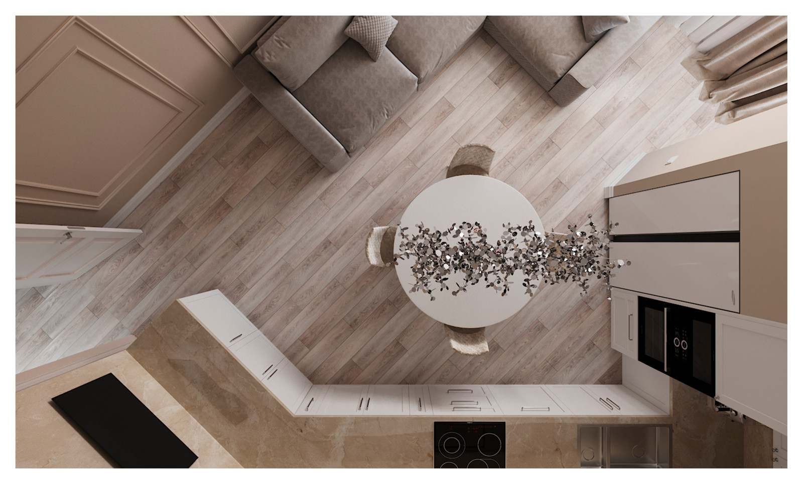 Дизайн-проект (холл, кухня-столовая, ванная комната)