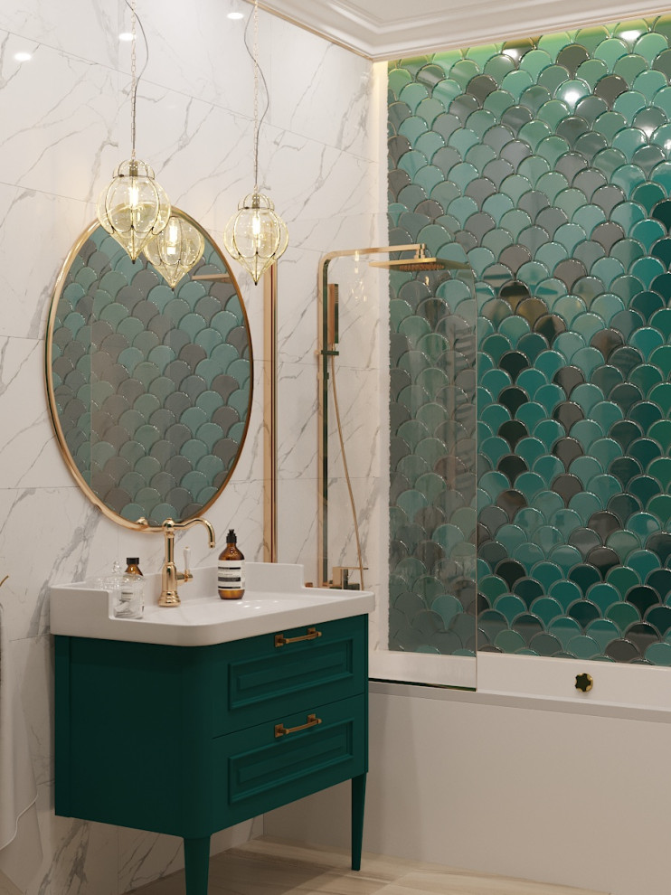 Обложка проекта: Ванна в зелёных тонах