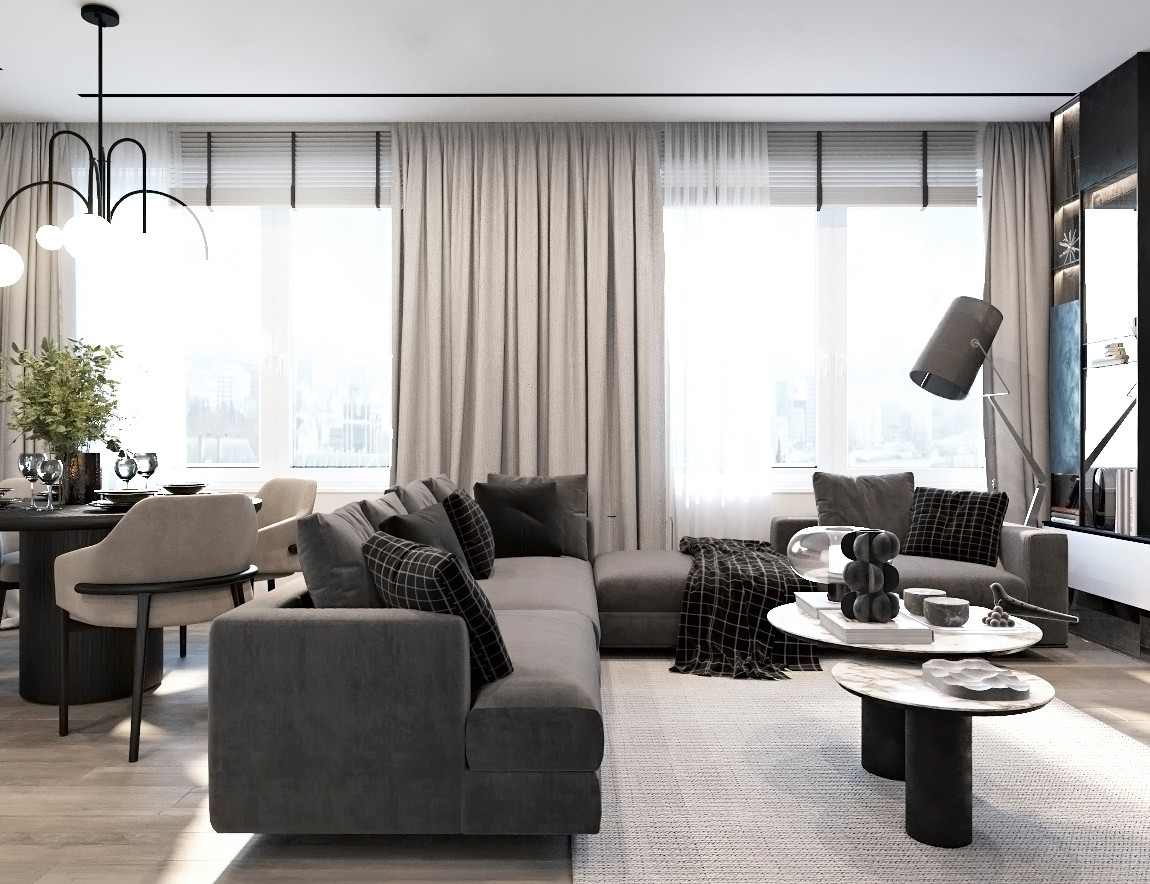 Интерьер в черно-белом цвете