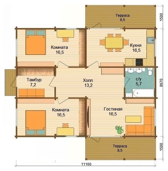 Дом из клеёного бруса сезонного проживания "Базис 1"