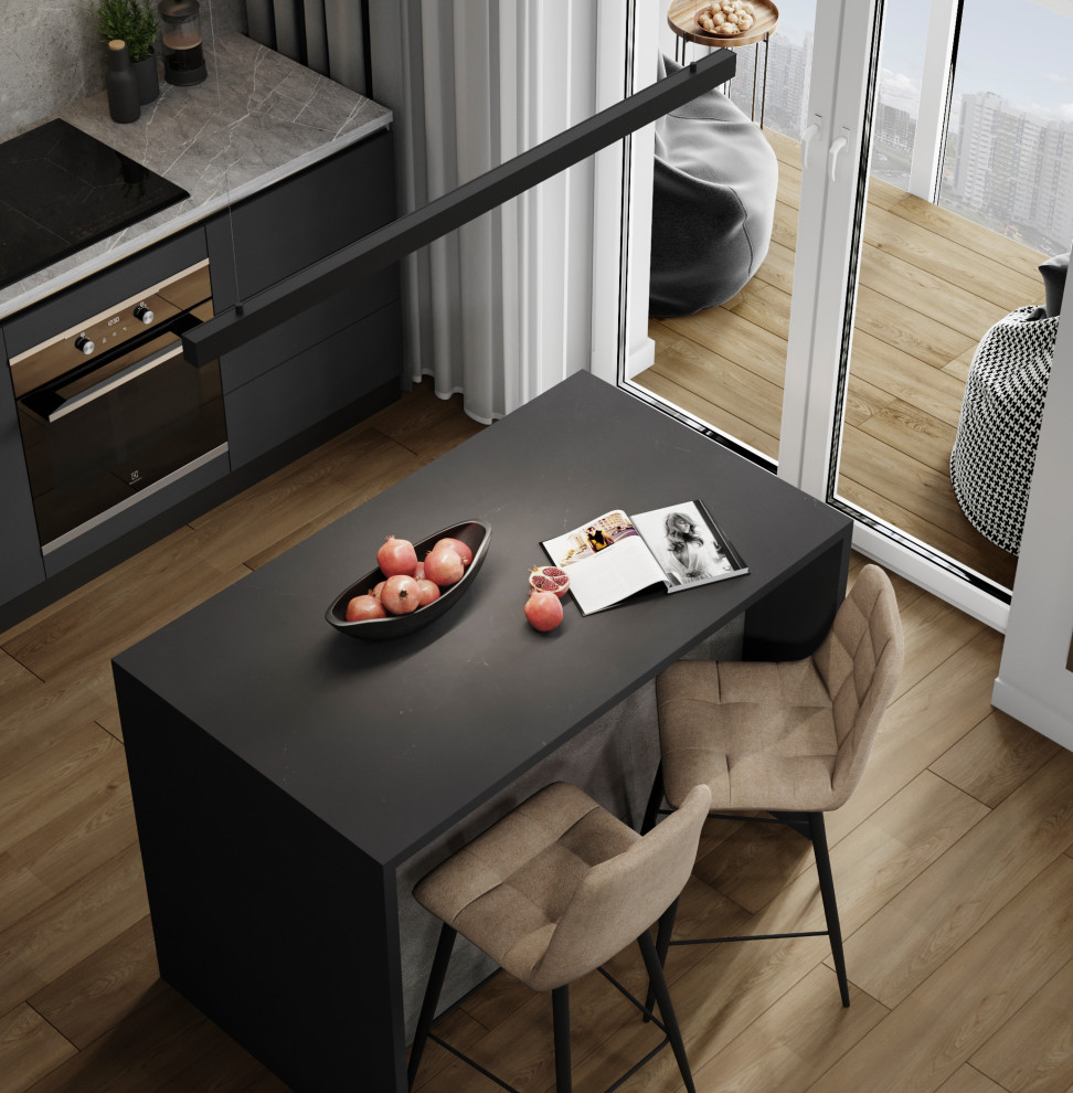 Студия в тёмных тонах для молодого человека