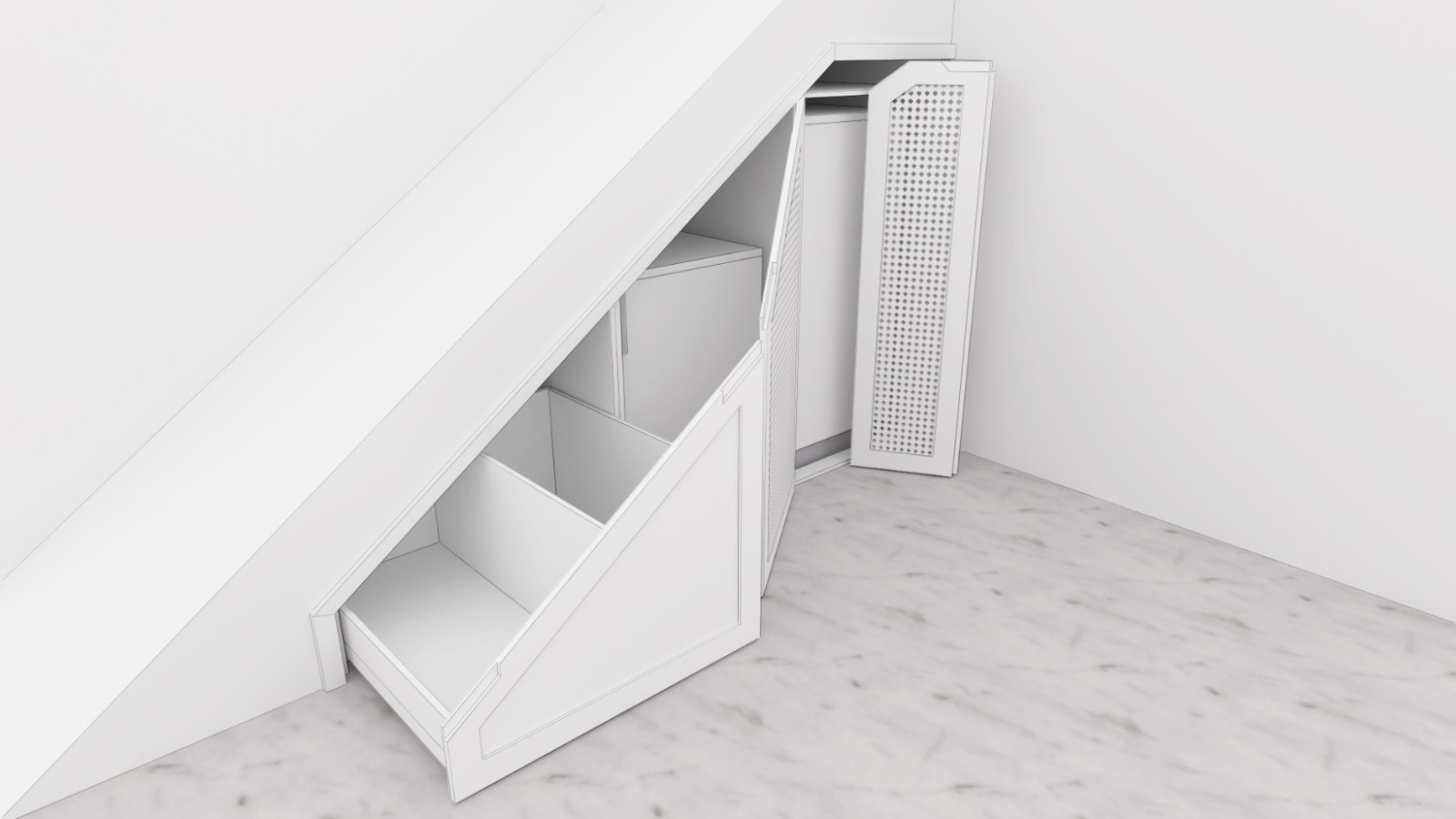 Шкаф под лестницу визуализация