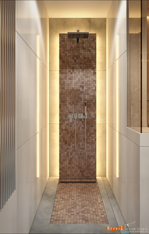 Ванная комната с сухой сауной в частной резиденции