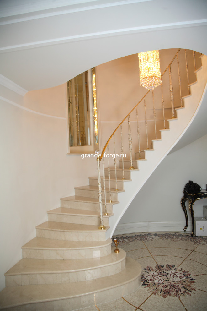 Лестница, чугунное ограждение, фабрика Grande forge, Художественное литьё