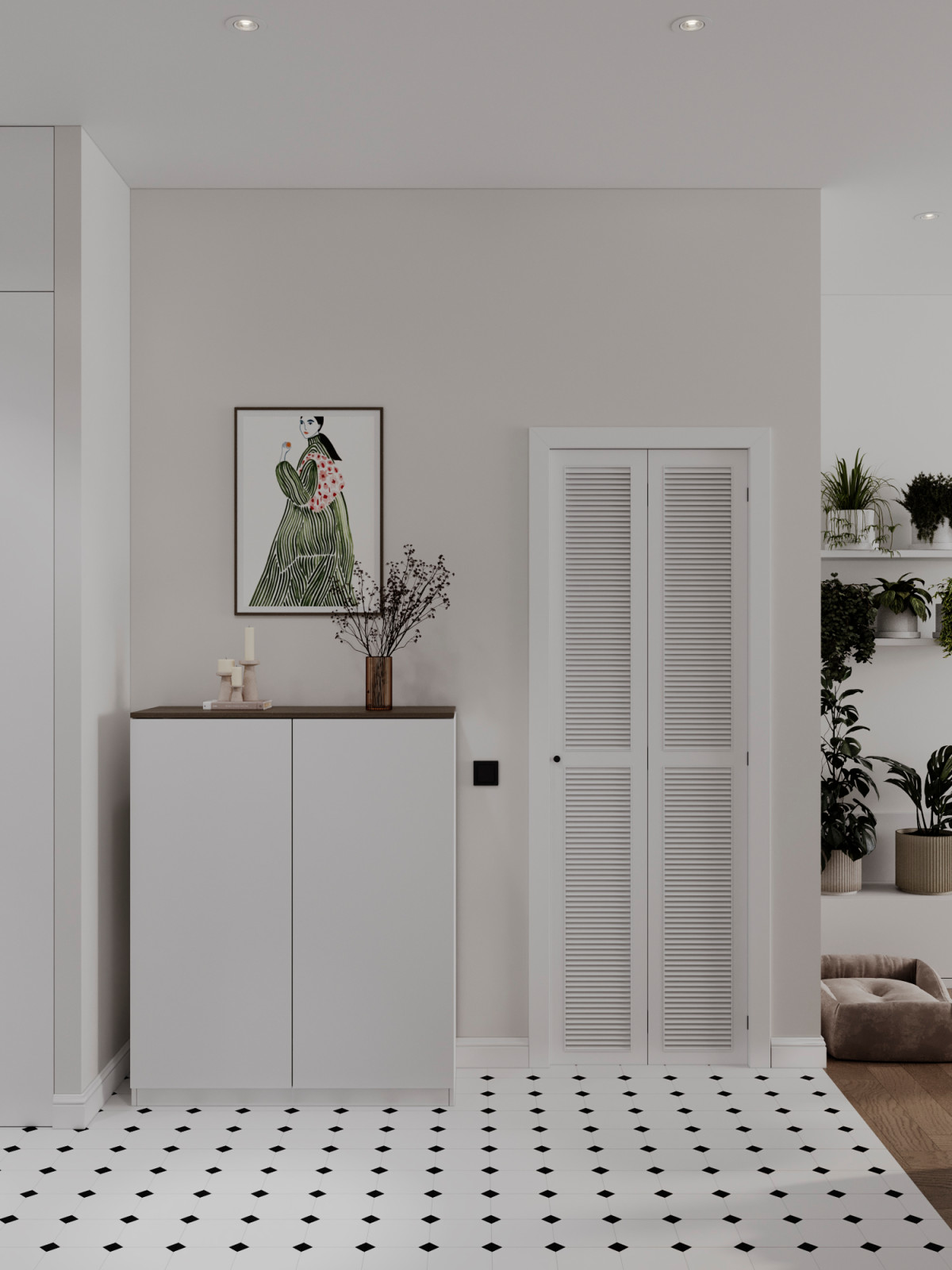 Светлый интерьер с цветовыми акцентами в ЖК Level Стрешнево