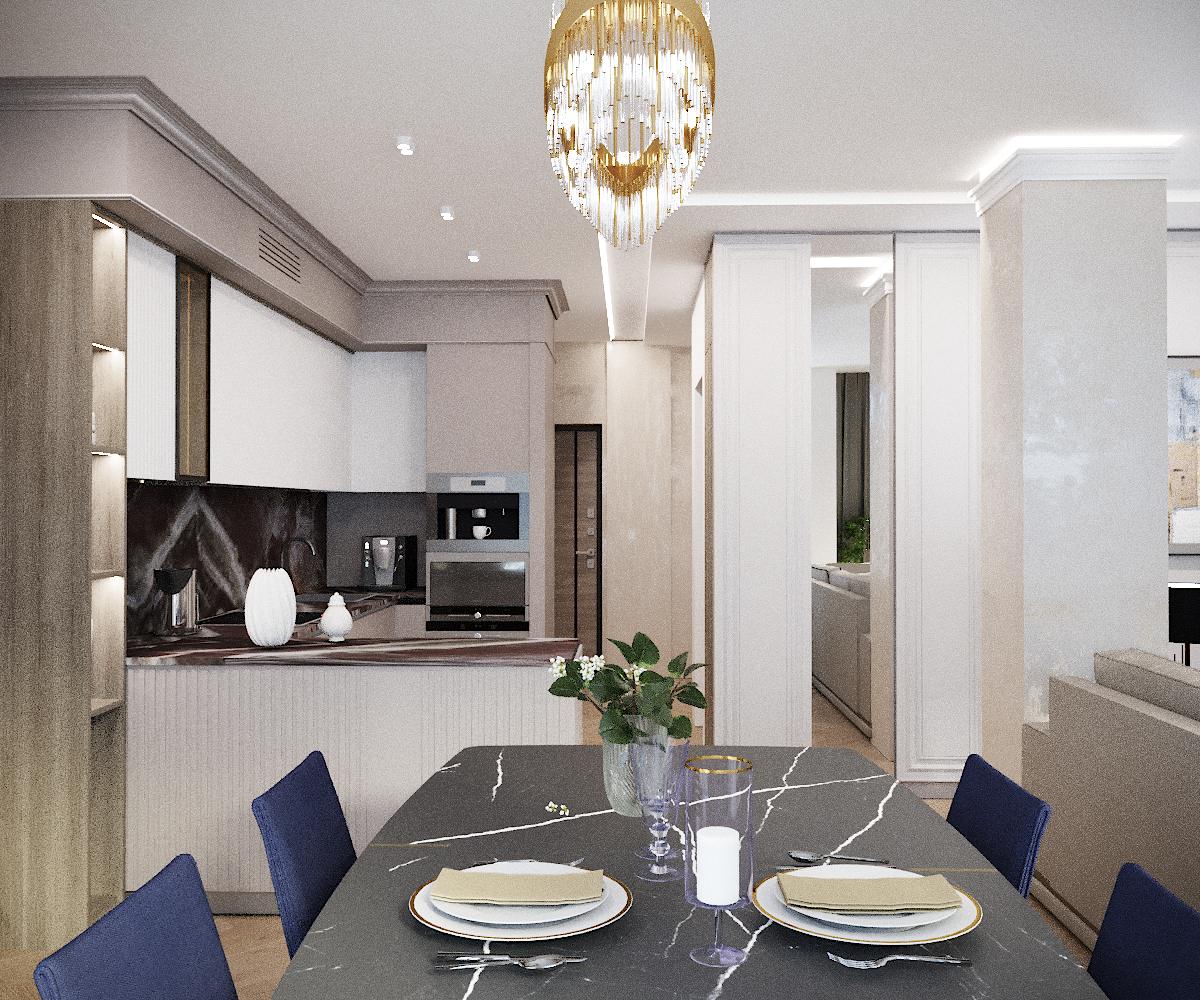 Гостиная-кухня ЖК Машков