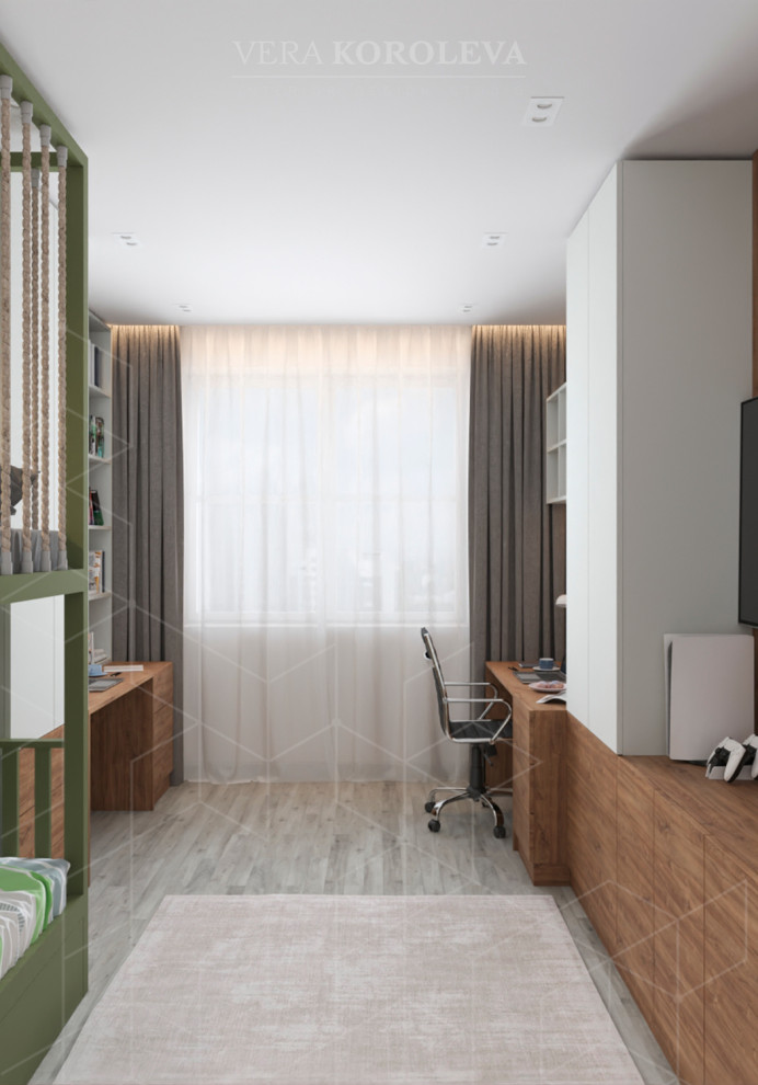 Дизайн-проект двухкомнатной квартиры для семьи с детьми в ЖК "Модум"