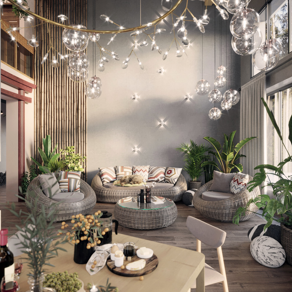 Вид на гостиную из кухни