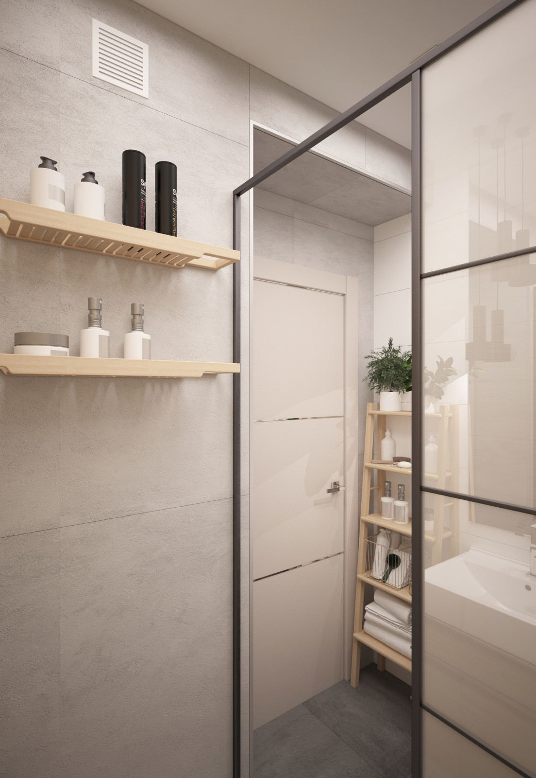 Интерьер санузла с душевой