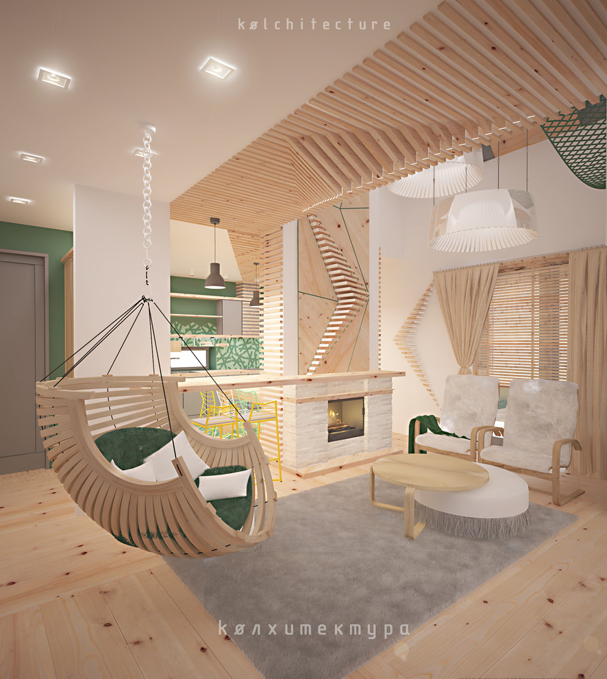 Гостиная. Проект интерьера двухэтажного дома. "Принцип бумеранга"