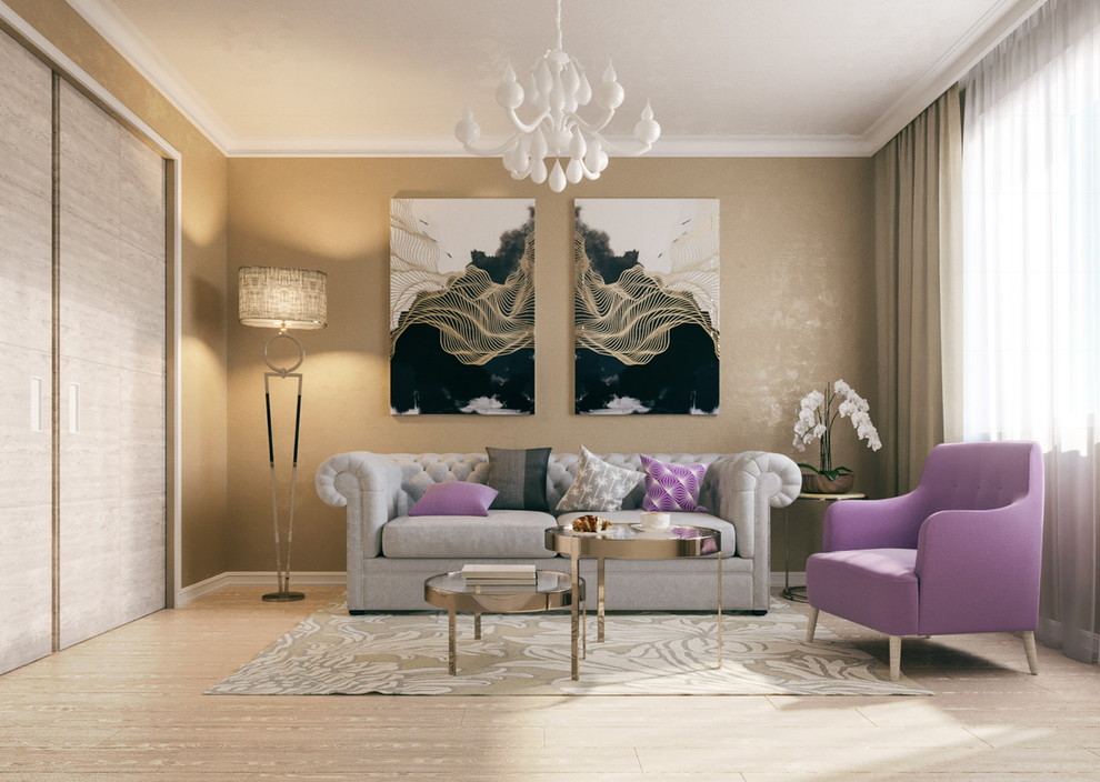 Маленькая квартира с лиловыми акцентами