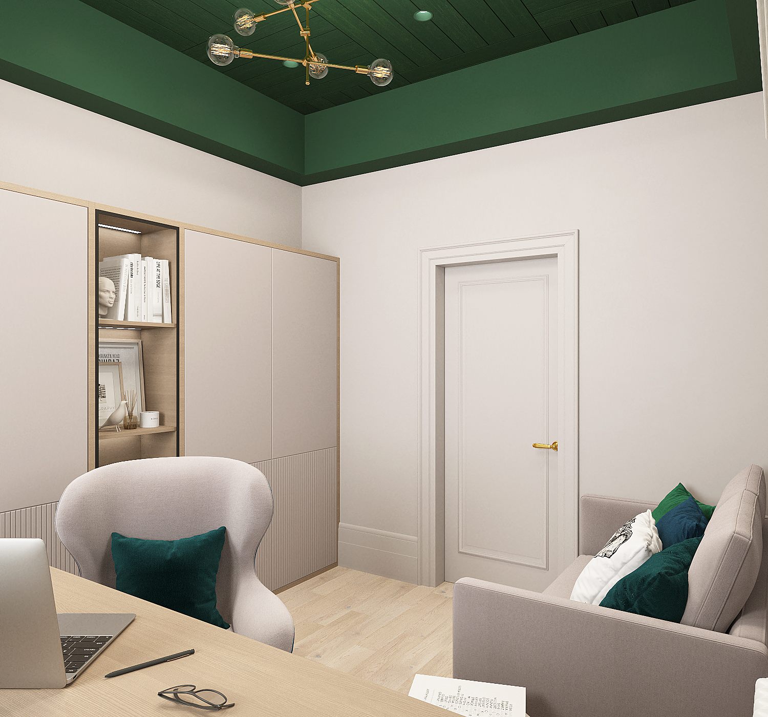 Кабинет с высокими потолками