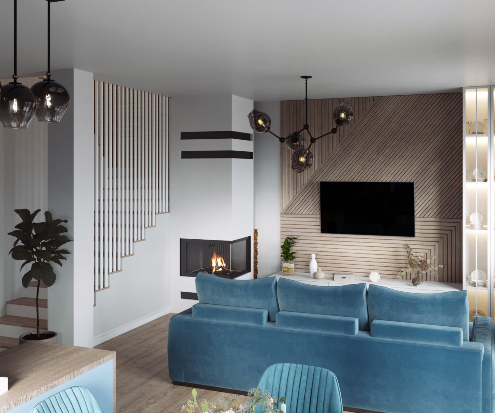 Обложка проекта: Гостиная в голубых тонах