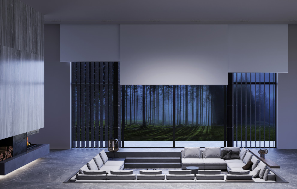 Зона отдыха с кинотеатром и камином