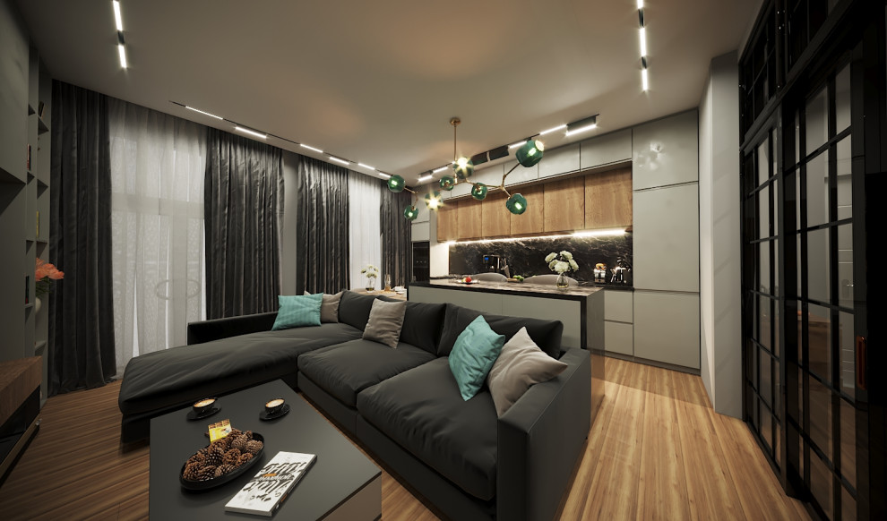 Кухня гостиная в загородном доме