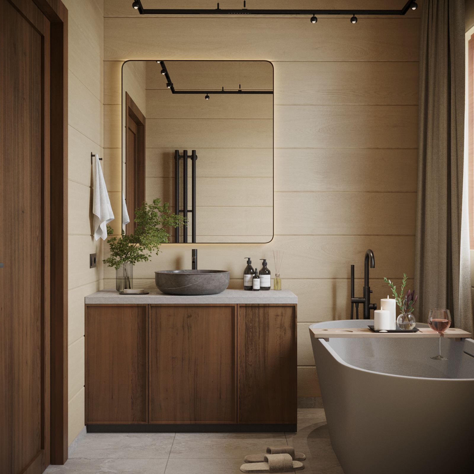 Дизайн интерьера дома из клееного бруса