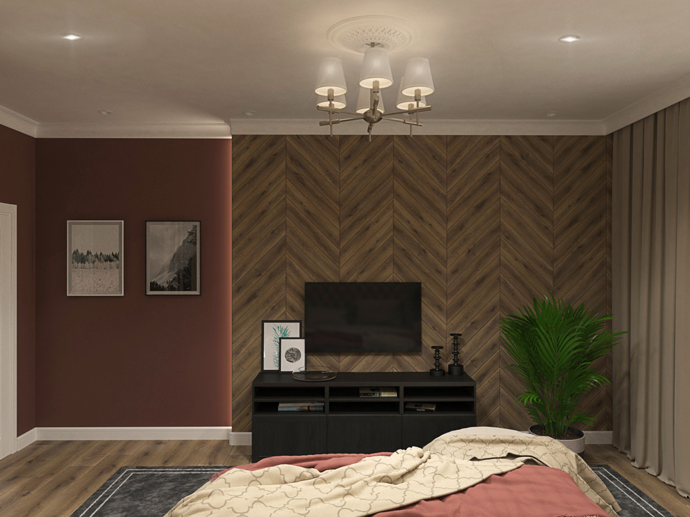 Спальня в бежевых тонах с бабочками