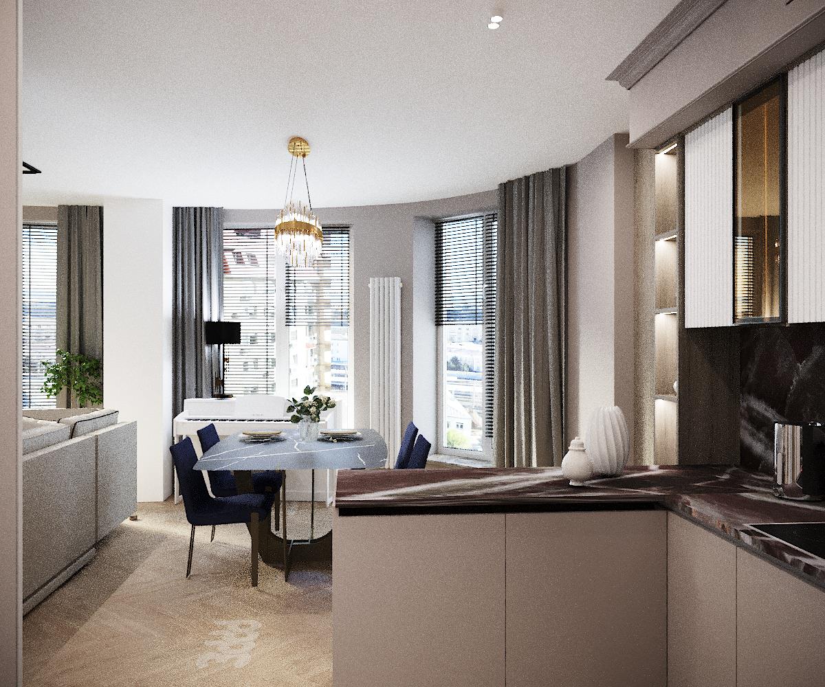 Гостиная-кухня ЖК Машков