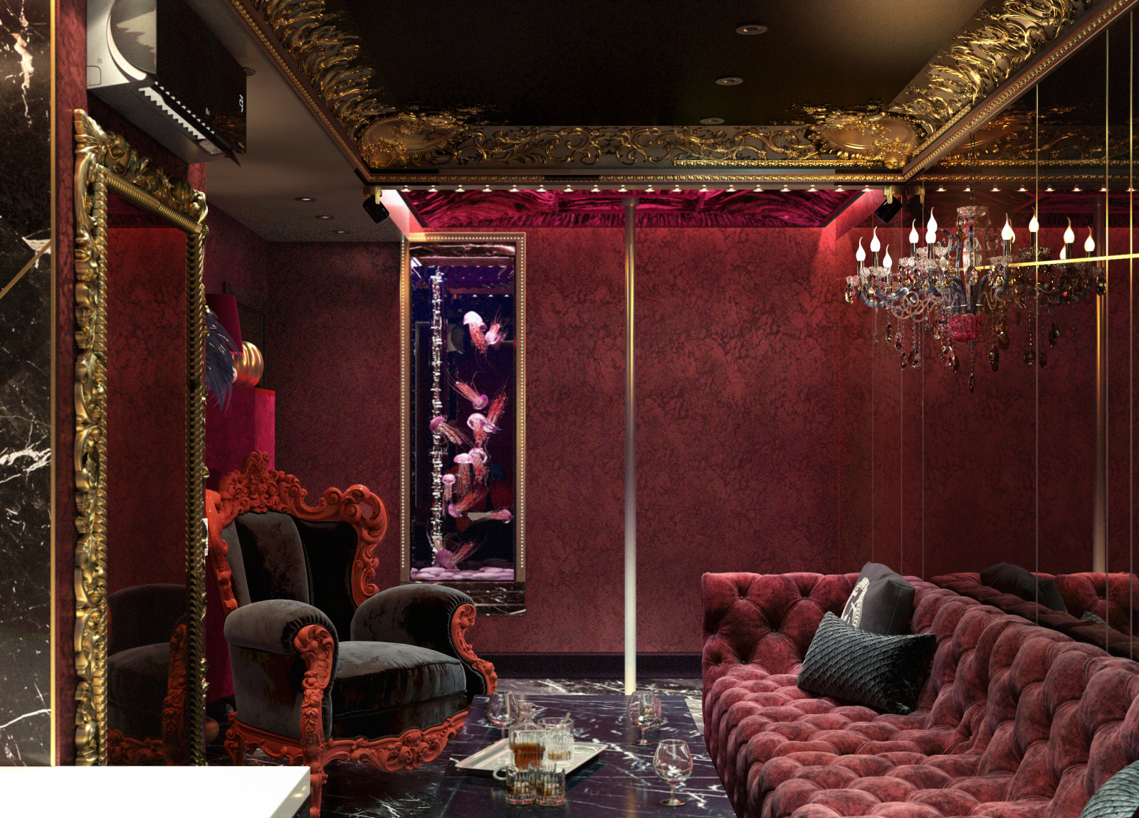 Дизайн необычной комнаты отдыха в стиле Burlesque