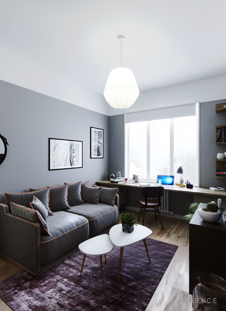 Обложка проекта: Дизайн-проект гостиной-спальни в скандинавском стиле.