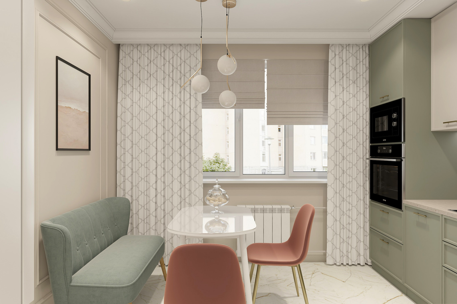 Двухкомнатная квартира 56 кв. м. в стиле неоклассика, в доме серии П-44Т