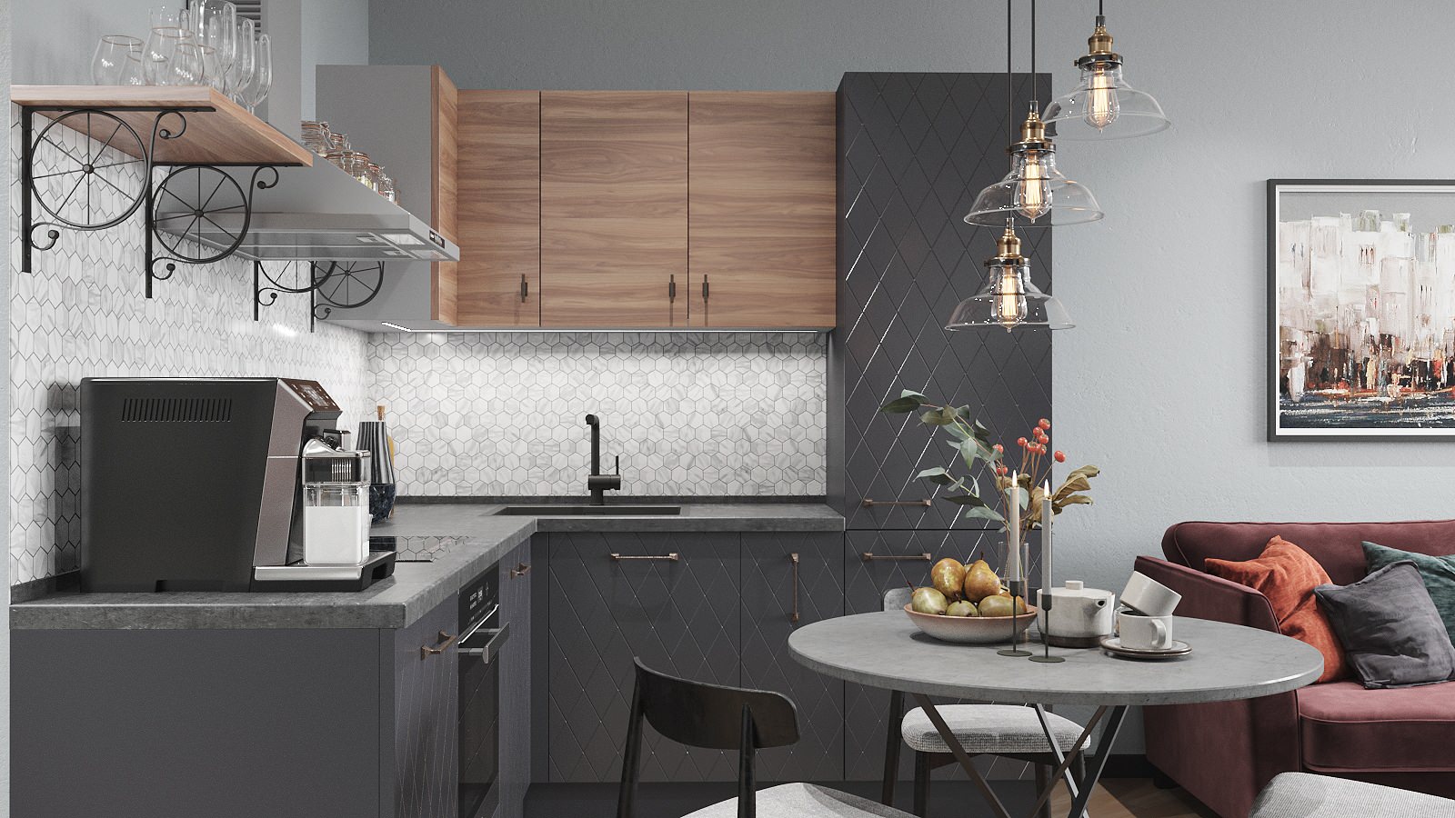 Воображение с этническими мотивами. Проект квартиры 55 м2 в Москве.