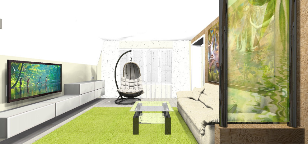 Коттедж. Холл с выходом на лестницу.