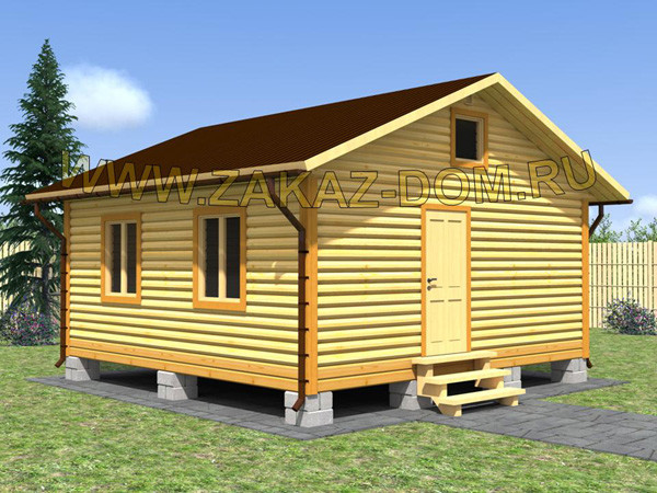 Обложка проекта: Баня из профилированного бруса (6х6 м) - Проект № Б-25