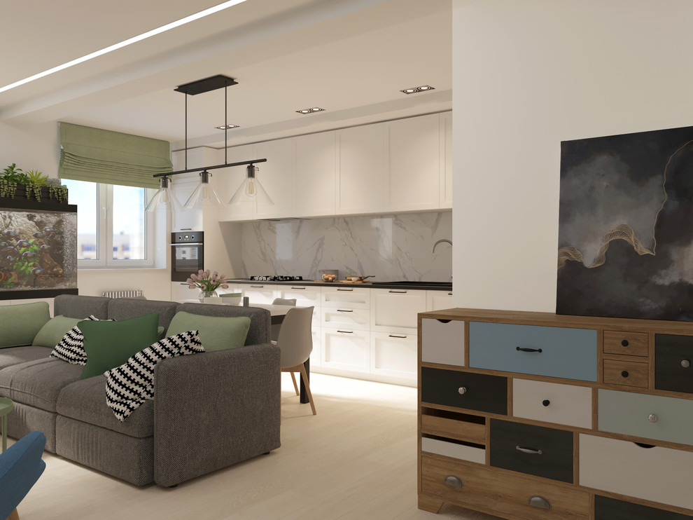 Светлая кварира с черными акцентами