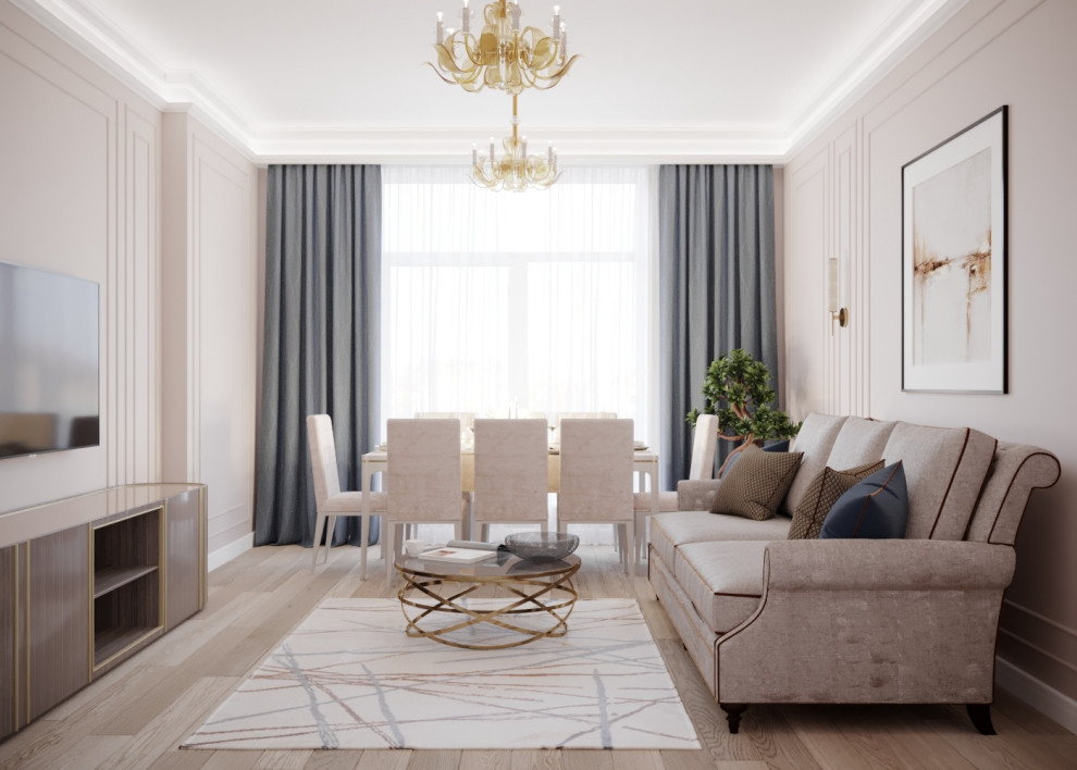 Гостиная-столовая. ЖК Крестовский де люкс