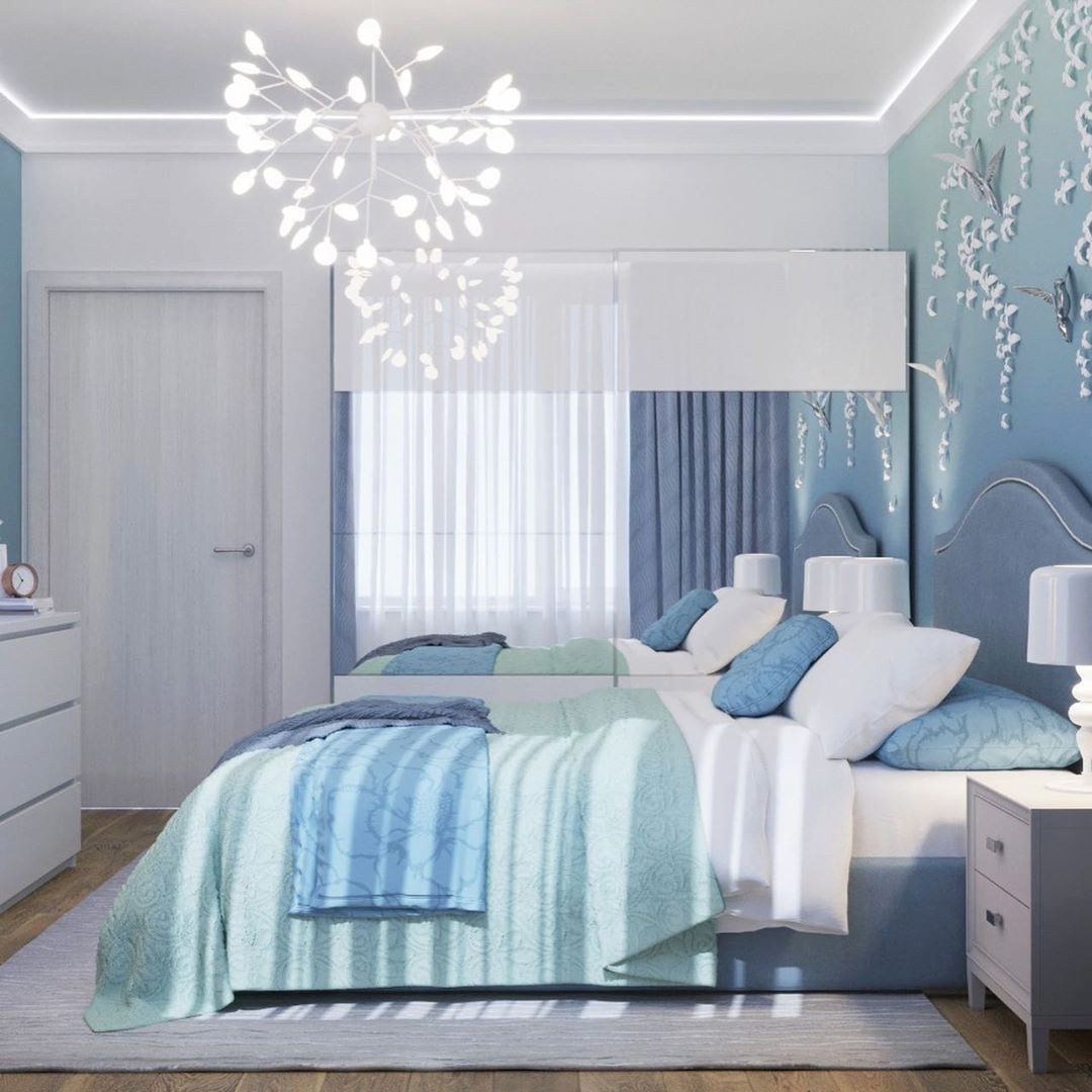 Романтический интерьер в небесно-голубых тонах