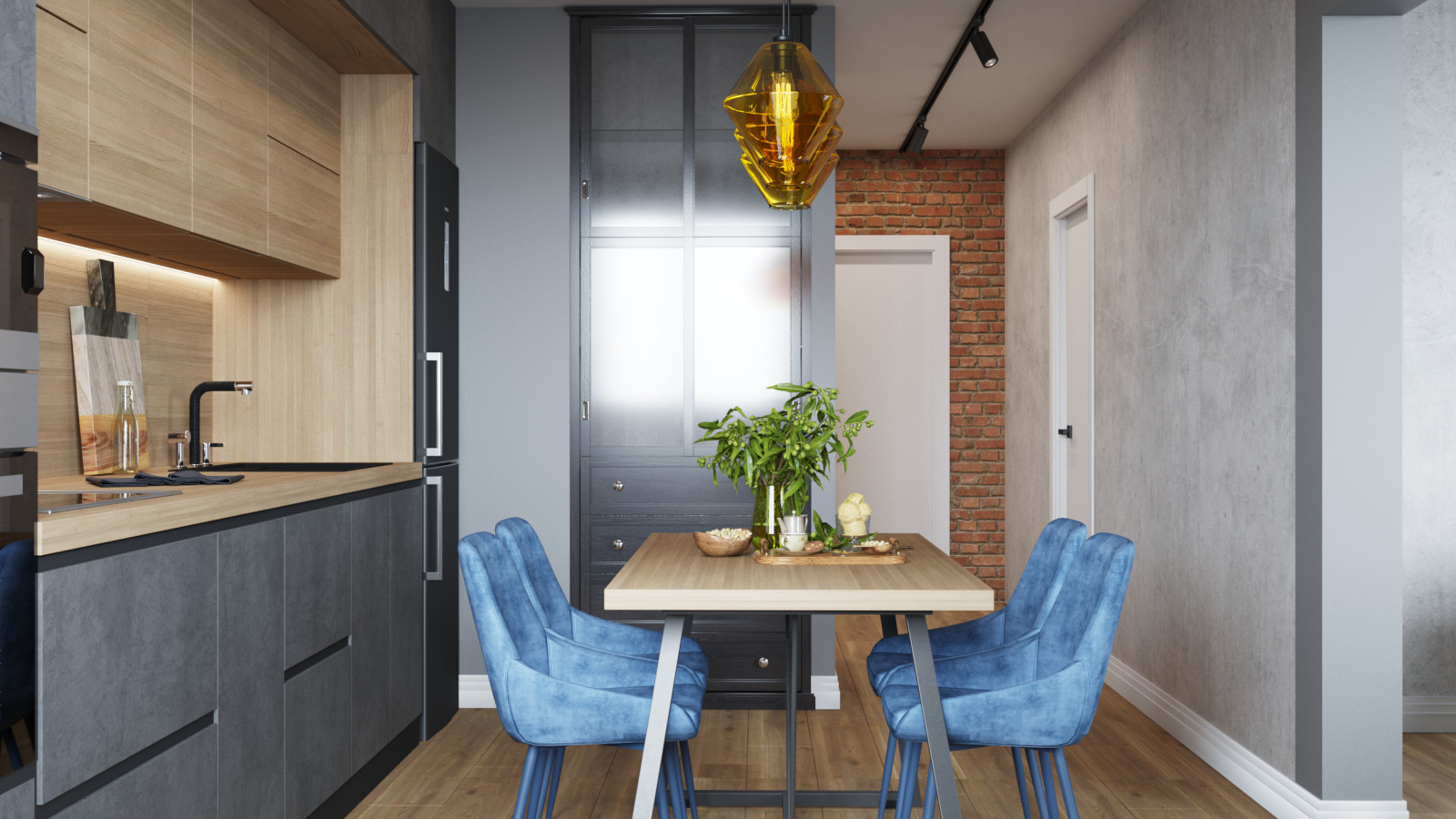 ЖК Южный Город. Современный интерьер с яркими акцентами.