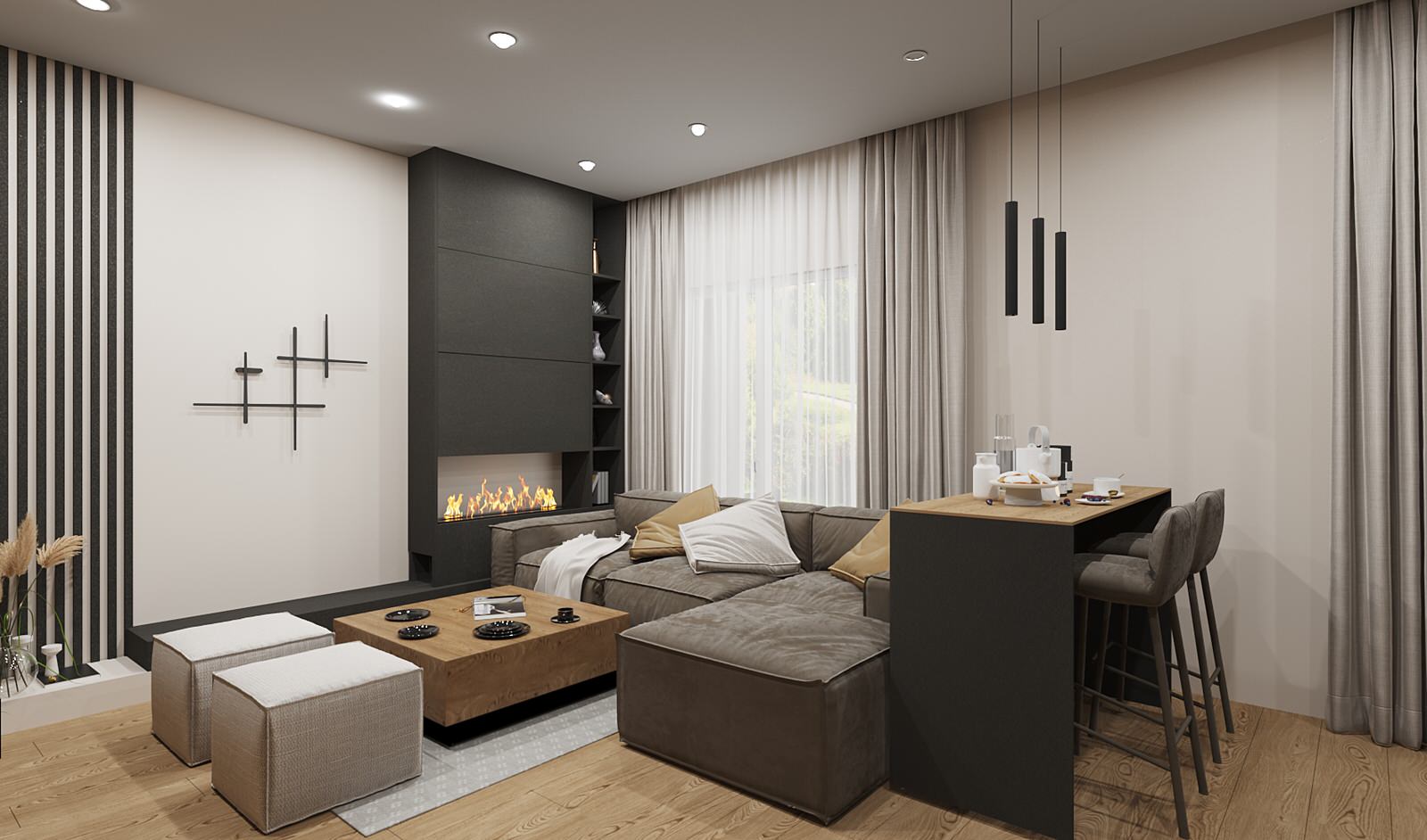 Обложка проекта: Просторная гостиная