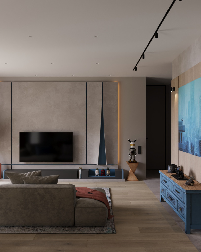 Проект двухкомнатной квартиры с объединенной кухней гостиной