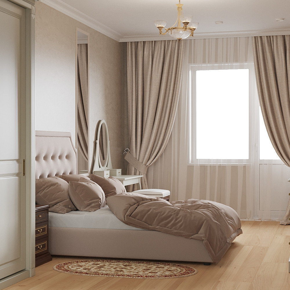 Классический интерьер однокомнатной квартиры в ЖК "Татьянин парк"