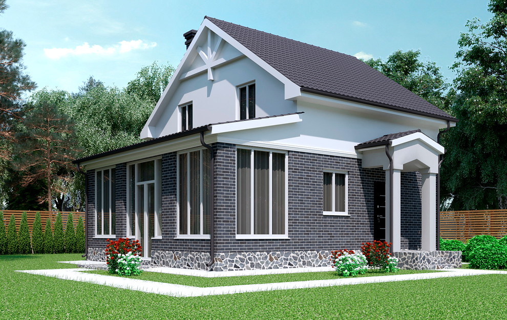 Обложка проекта: "Экстерьер небольшого домика с ландшафтом"