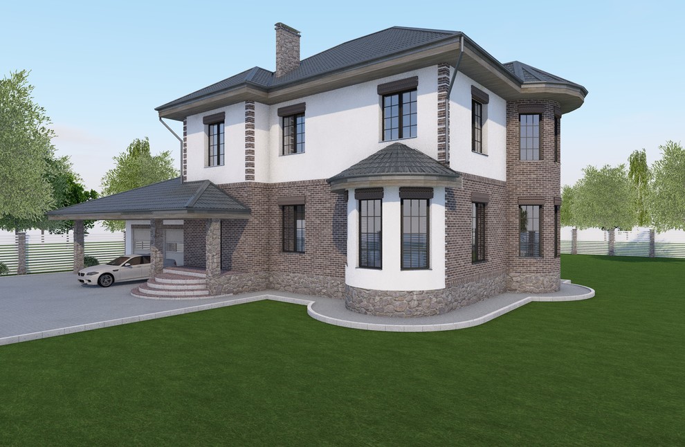 каменный дом с большим бассейном