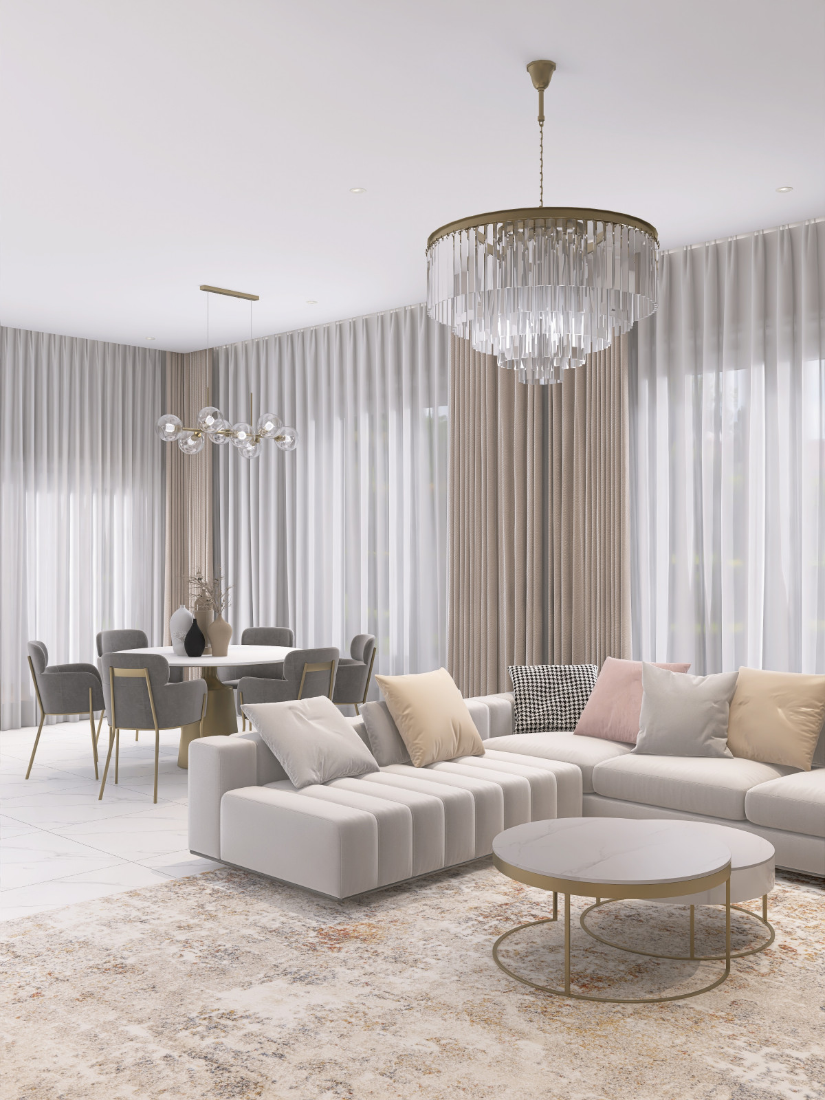 Кухня-гостиная в загородном доме.