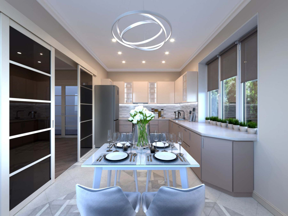 Кухня - гостиная в коттедже