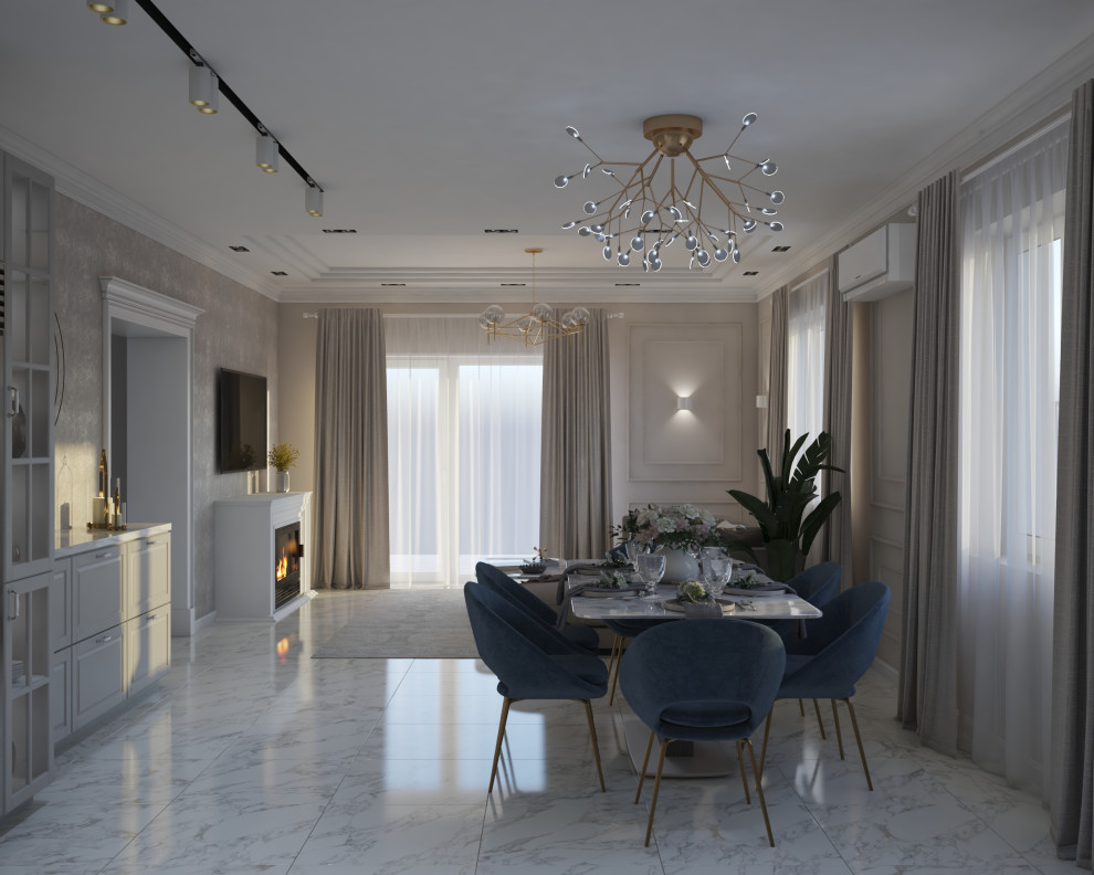 Гостиная  в загородном доме в американском стиле