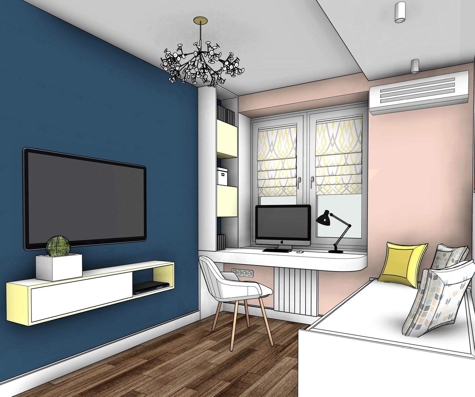 Квартира в новостройке для молодой семьи (графичная подача проекта)