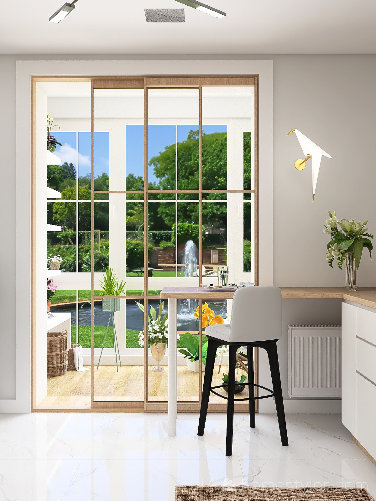 Проект кухни-гостиной в большой двухкомнатной квартире