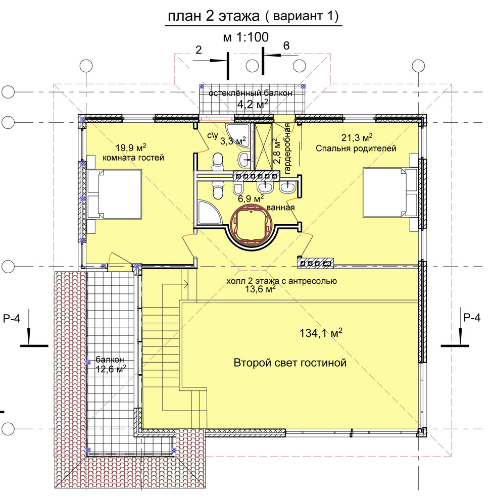 Эскизный проект каркасно-щитового дома в посёлке "Улыбка" Тульской области.