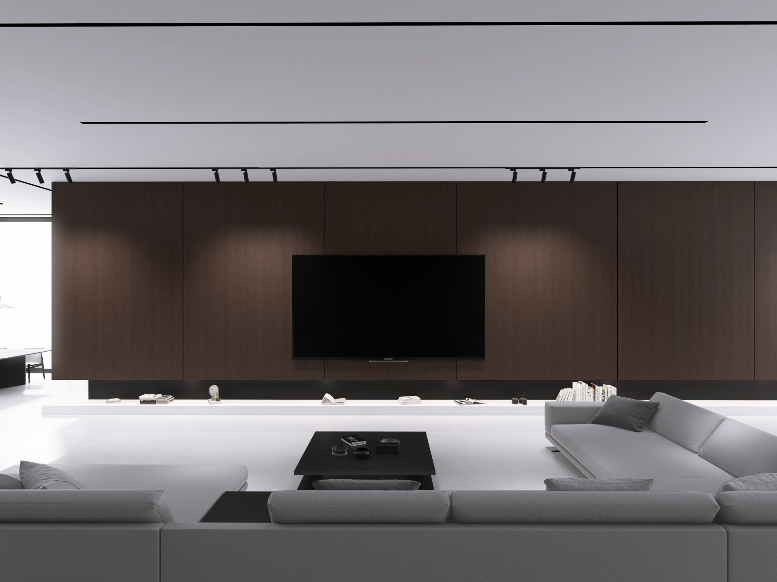 Минималистичный дизайн-проект. Интерьер обладает большим количеством свободного