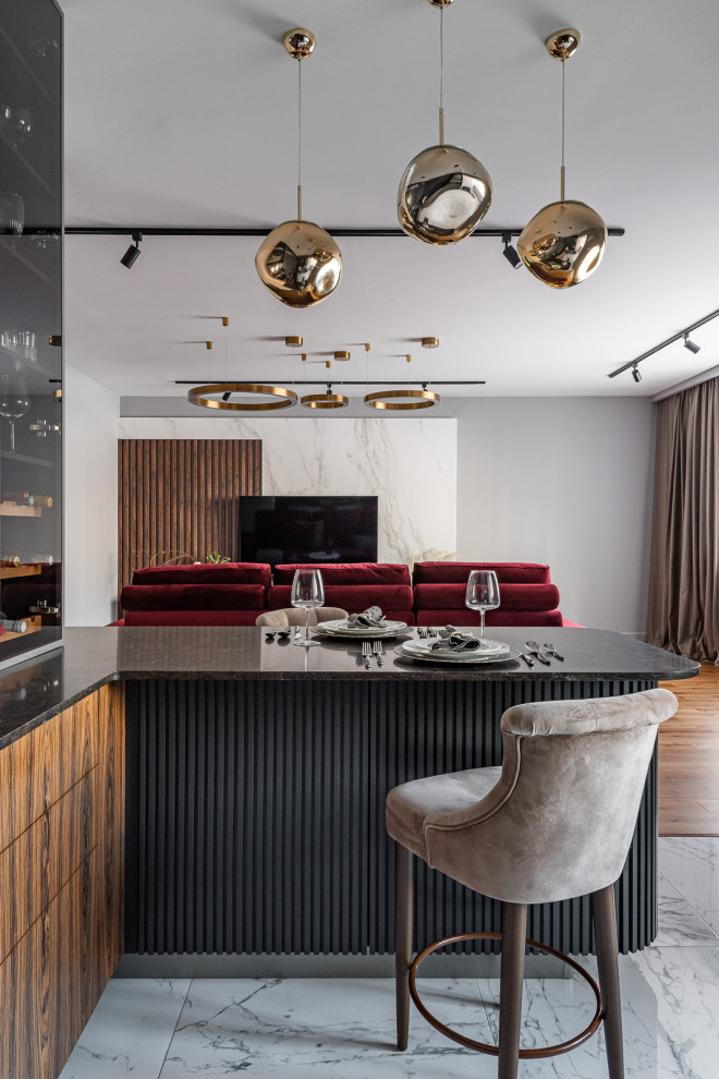 Реализованный проект трёхкомнатной квартиры в современном стиле, г. Уфа.