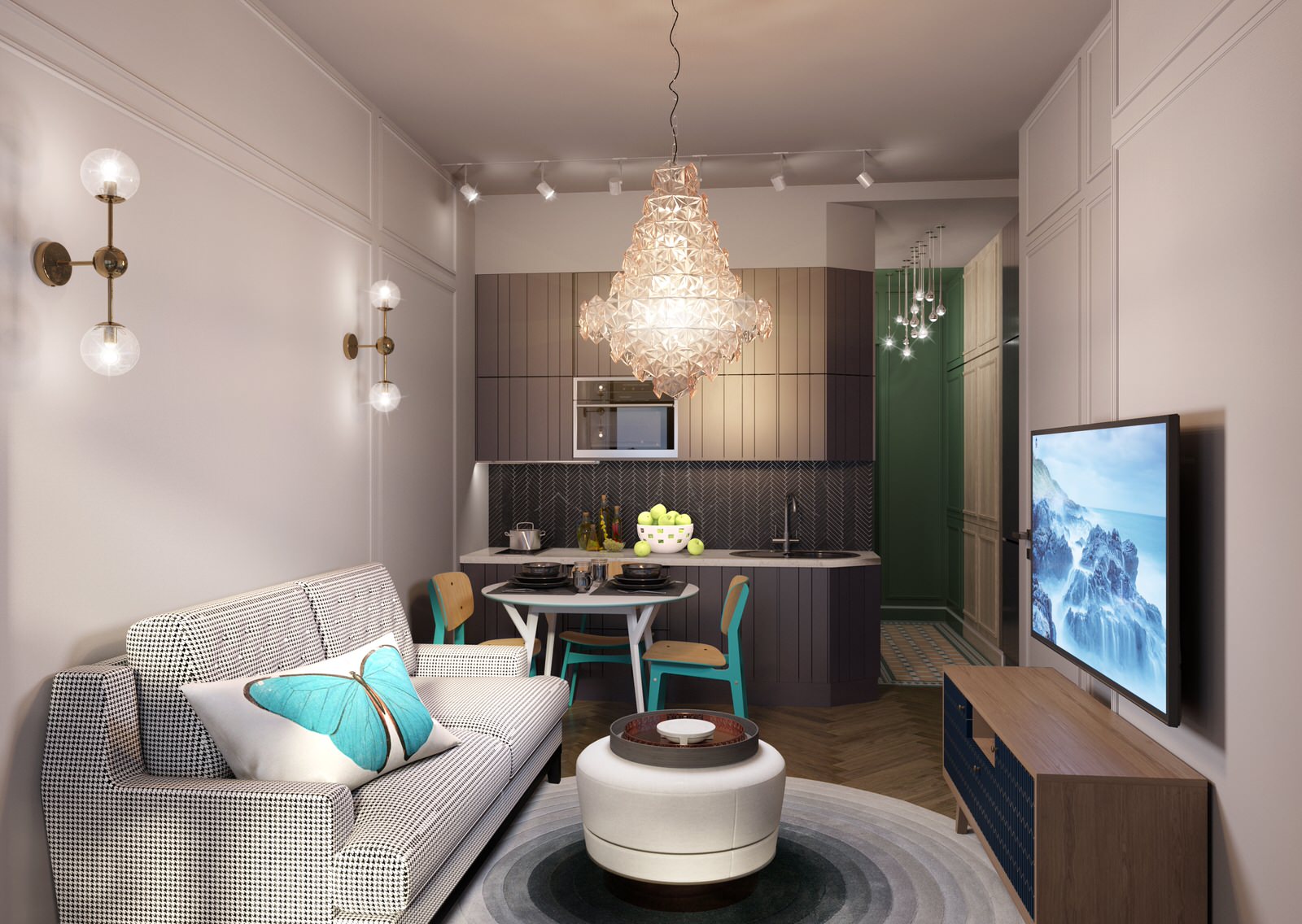 Interior design of a residential flat in The housing complex "Dynasty" at Moscow