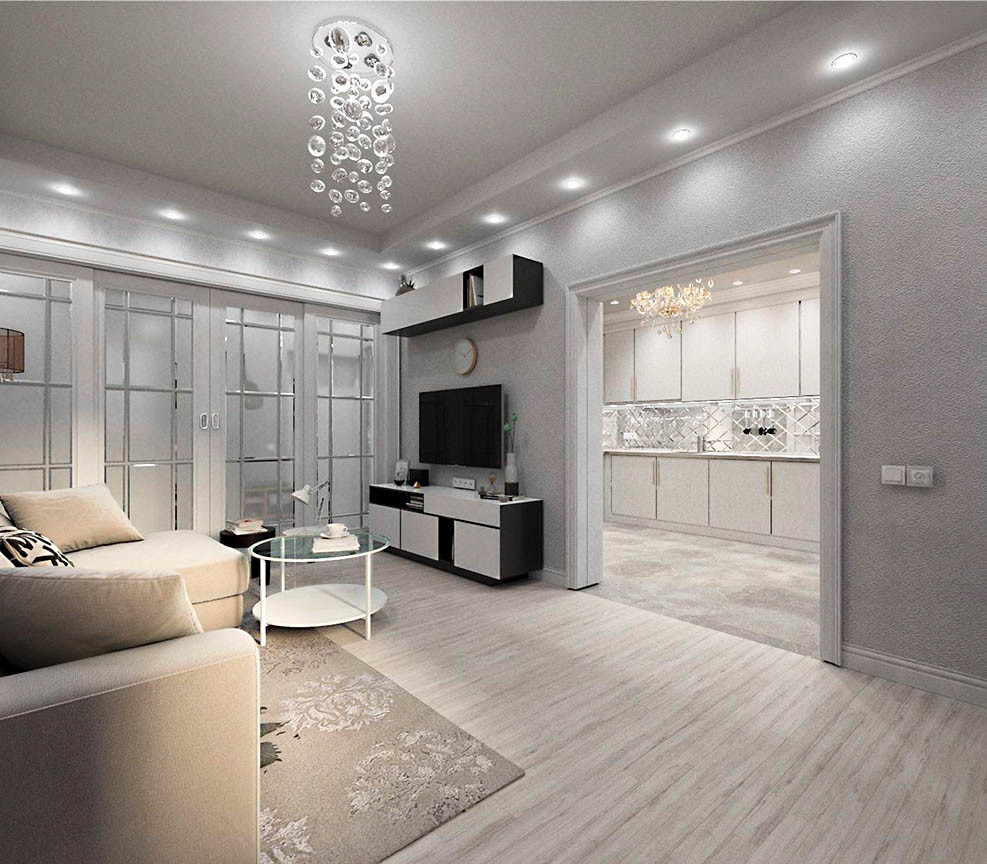 Просторная квартира в стиле современная классика