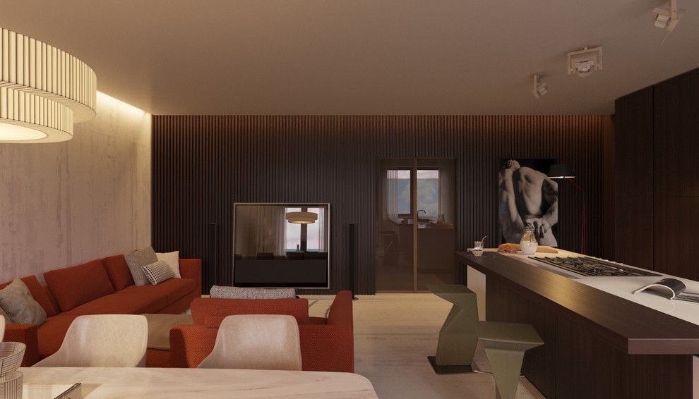 Обложка проекта: Кухня с гостиной. Частные апартаменты.