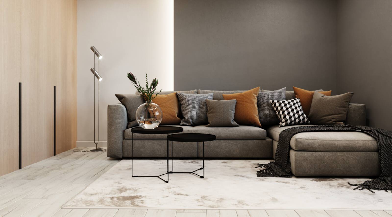 Обложка проекта: Современная гостиная для молодой пары ЖК Звезда г.Саратов